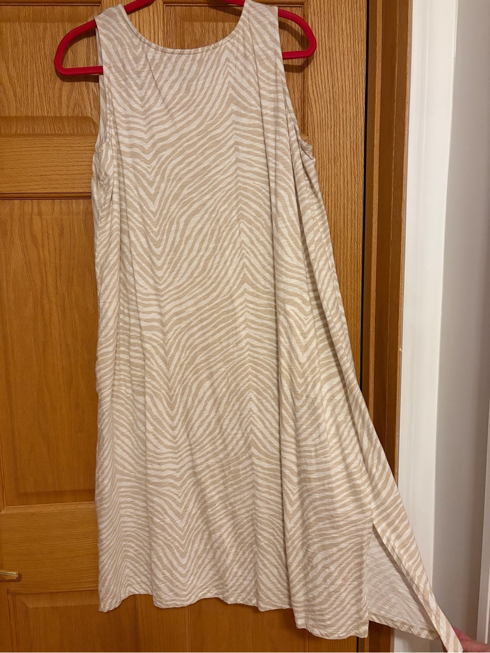 Denim & Co. Midi Dress - Beige & White Zebra Print - XL